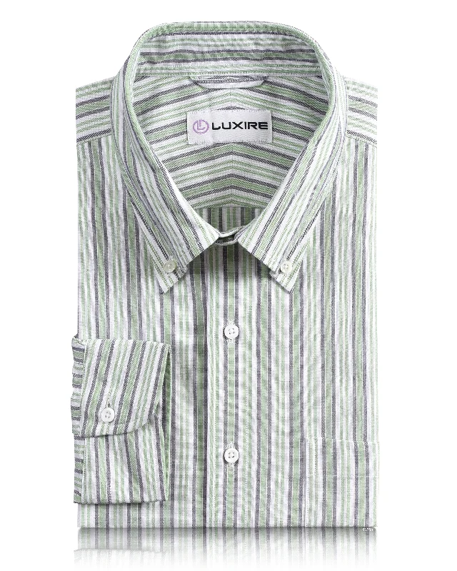 Oxford: Shades of Green Mauve Stripes Shirt