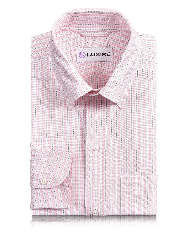 Alumo Oxford Soft Pink and Navy Alternate Stripes