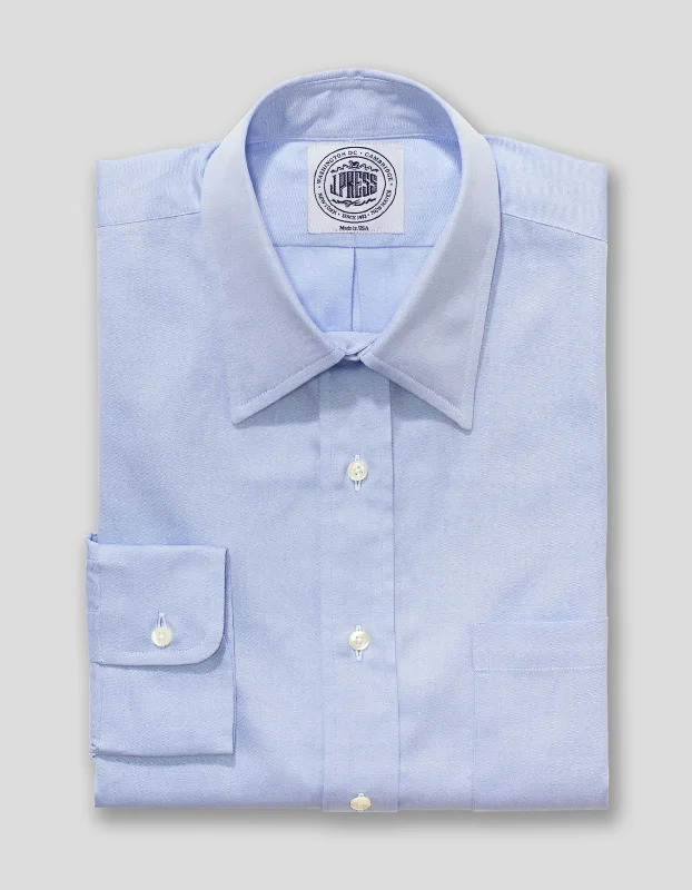 BLUE PINPOINT POINT COLLAR DRESS SHIRT