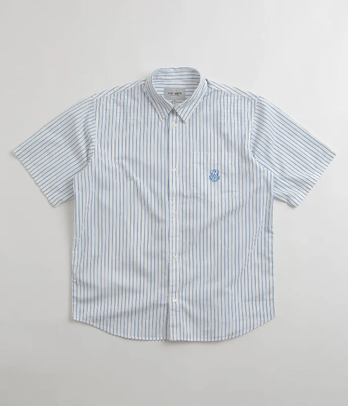 Carhartt Linus Stripe Poplin Short Sleeve Shirt - Bleach / White