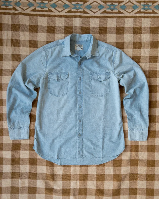 Chambray Workshirt - Distressed and Sunfaded Indigo