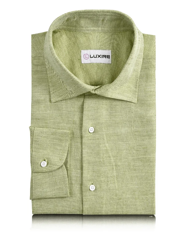 Cotton Linen: Light Green Chambray Shirt