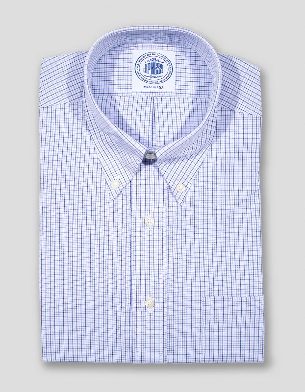 BLUE MULTI TATTERSAL DRESS SHIRT