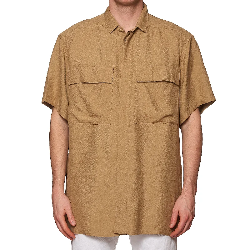 FEAR OF GOD Tan Short Sleeve Oversized Crepe Shirt NEW XL