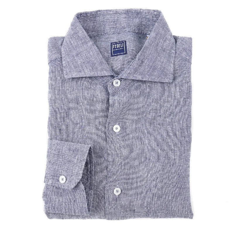 Fedeli Woven Chambray Linen Shirt