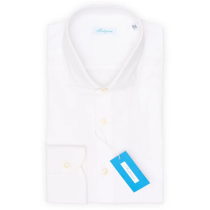 FORTYNINE White Twill Cotton Dress Shirt EU 42 NEW US 16.5