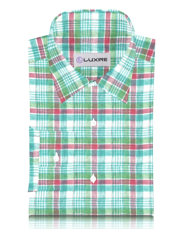 Green Red Madras Linen Shirt