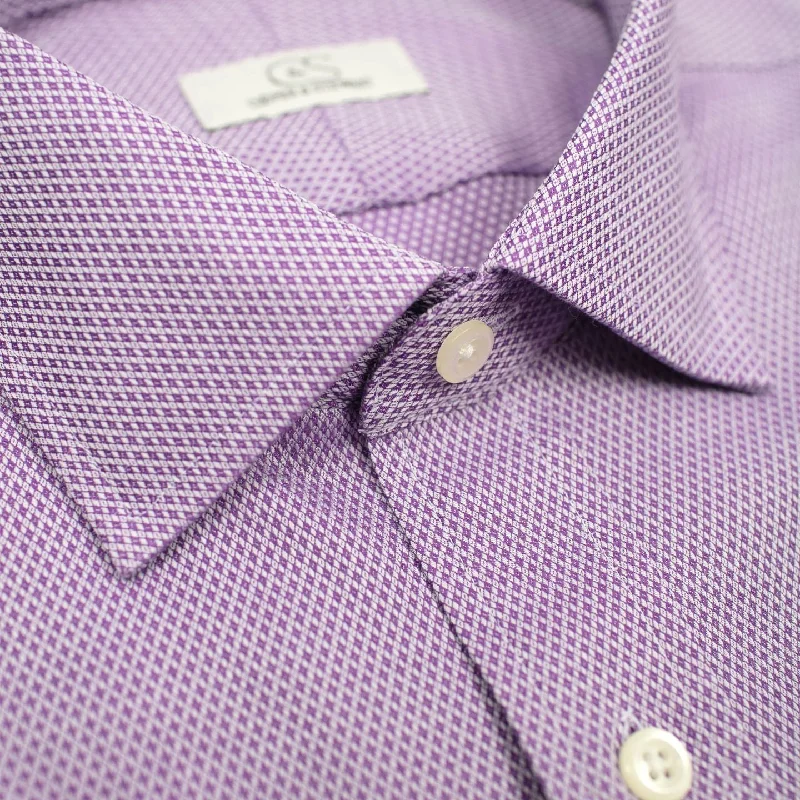 Lavender Diamond Dobby Wrinkle-Free Cotton Dress Shirt with Spread Collar by Cooper & Stewart