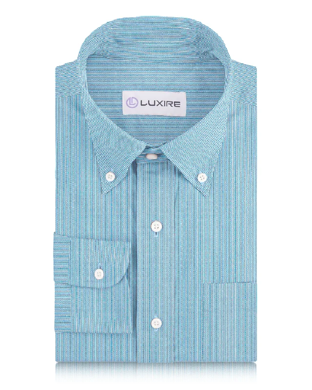 Linen: Candy Blue White Thin Dress Stripes