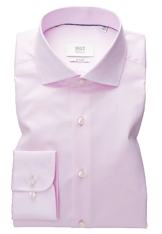 'Luxury Shirt' In Pink - Slim Fit - Two Ply Cotton Twill Dress Shirt with Cutaway Collar by Eterna 1863