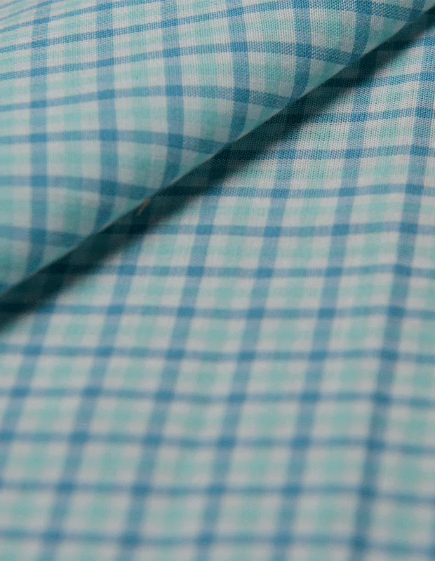 Mint And Aegean Blue Lightweight Tattersall