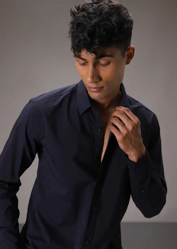 Navy Blue Cotton Shirt