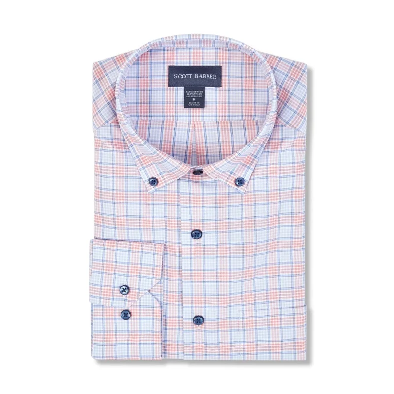 Performance Check Sport Shirt in Spice and Blue by Scott Barber