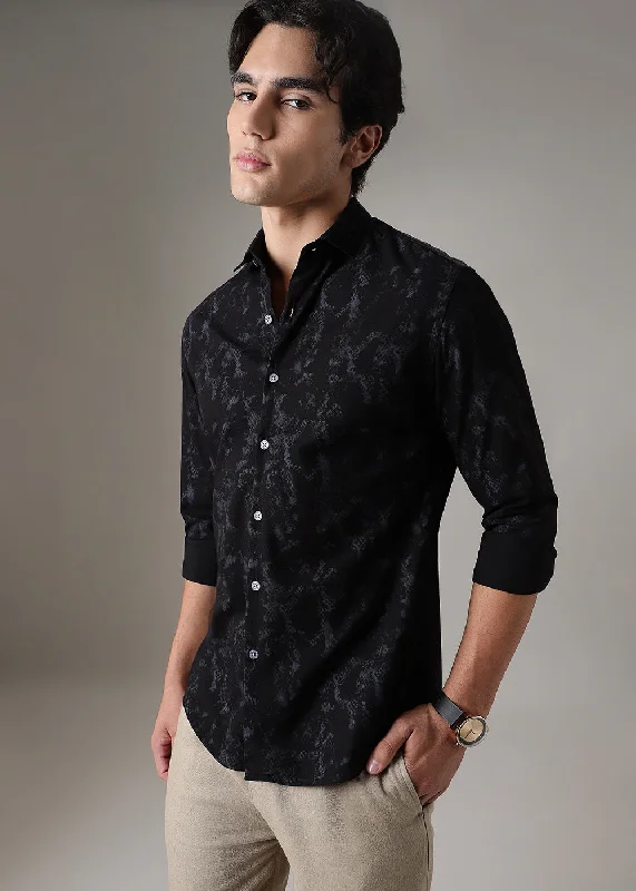 Sable Black Abstract Printed Shirt