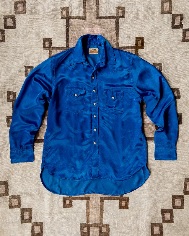 Satin Rodeo Shirt - Cobalt