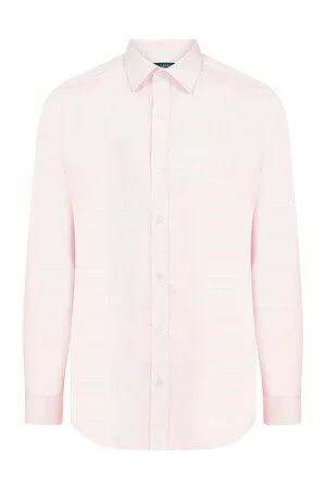 Slim Fit Plain 100% Cotton Pink Casual Shirt