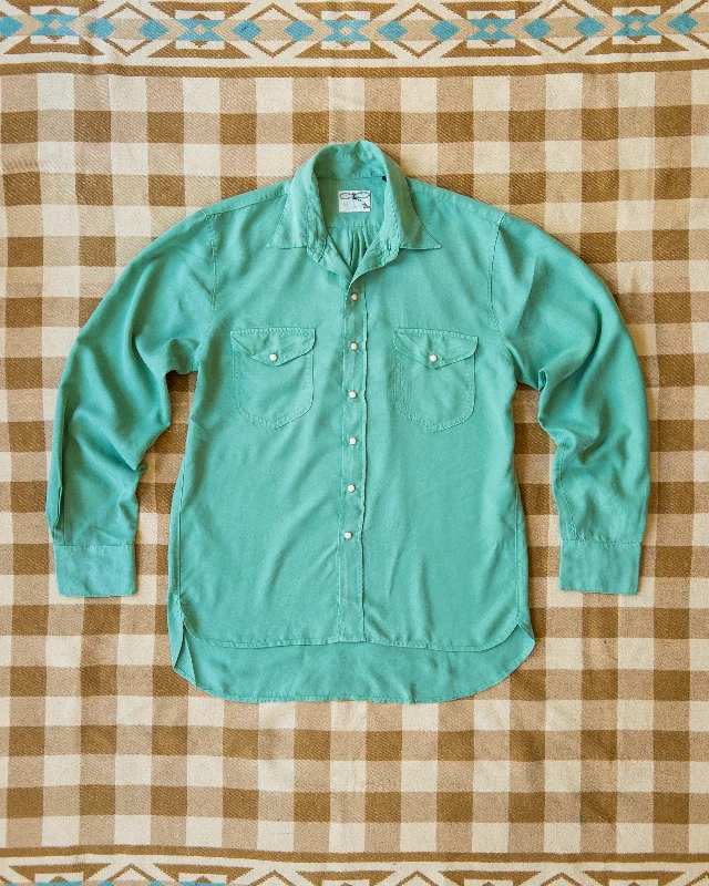 Tencel Gabardine Pearlsnap Shirt - Celadon