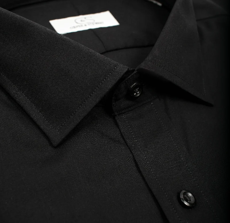 The Classic Black - Wrinkle-Free Pinpoint Oxford Cotton Dress Shirt by Cooper & Stewart