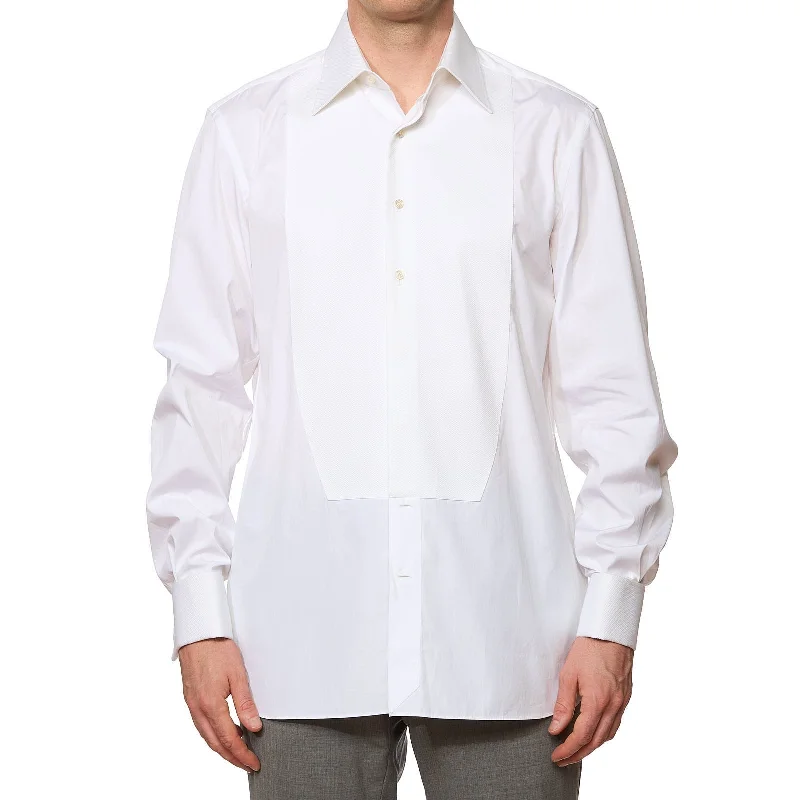 TOM FORD White Cotton French Cuff Tuxedo Formal Shirt EU 41 NEW US 16