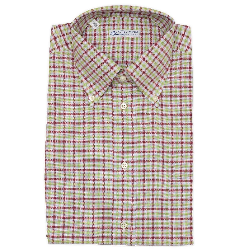 VANNUCCI Milano Multi-Color Plaid Cotton Button-Down Dress Shirt EU 40 NEW US 15.75