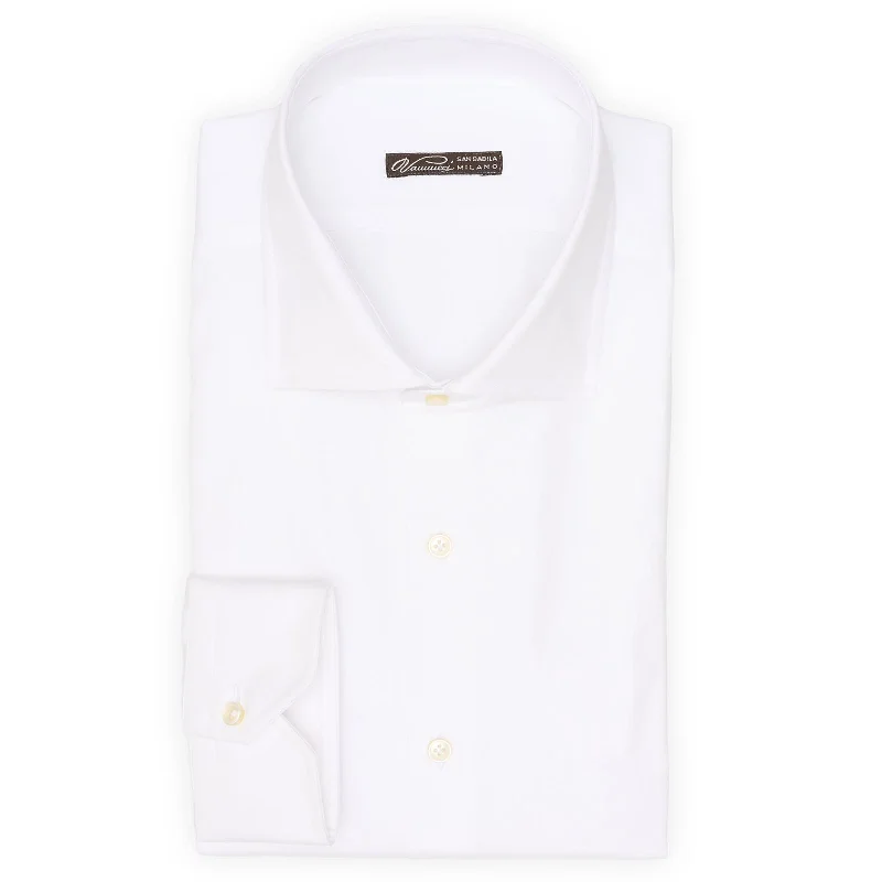 VANNUCCI Milano White Cotton Dress Shirt EU 45 NEW US 18