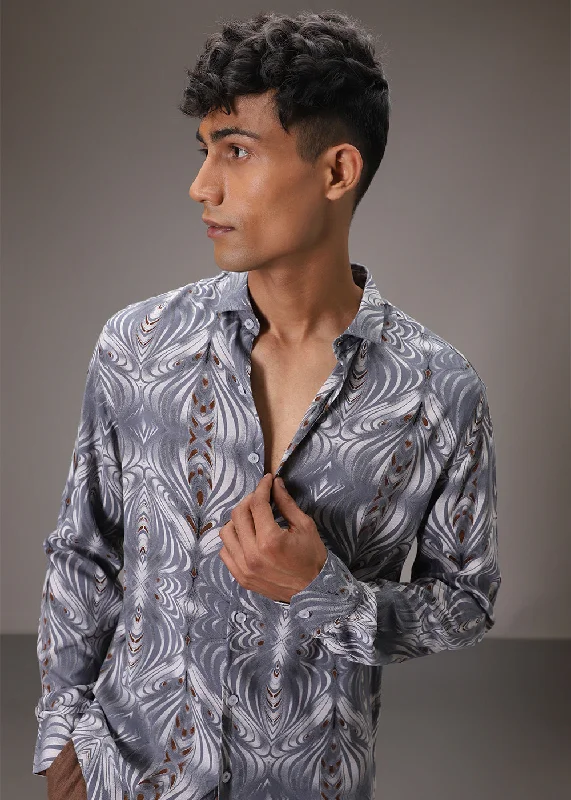 Wave Greyish Blue Feather Shirt