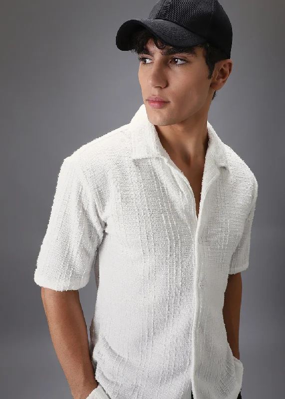 White Cuban Collar Knitted Shirt