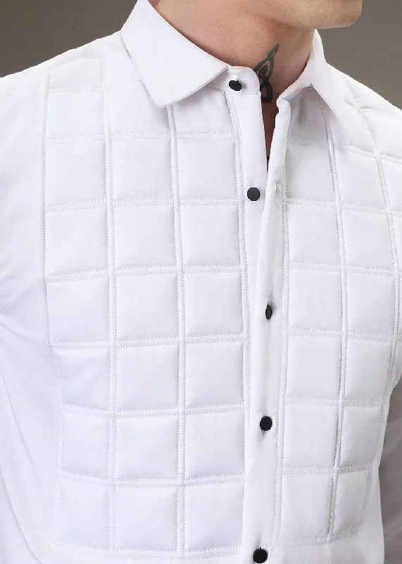 White Padded Check Shirt