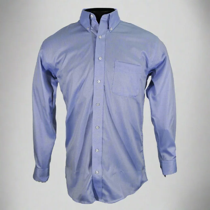 Wrinkle-Free Royal Oxford Cotton Sport Shirt in Blue by Kenneth Gordon