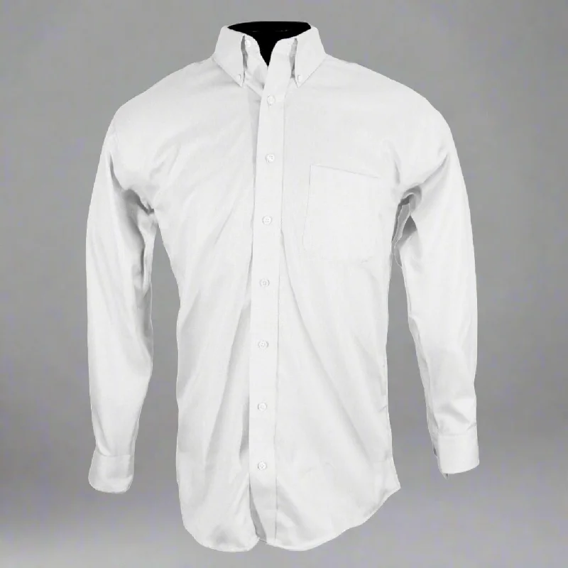 Wrinkle-Free Royal Oxford Cotton Sport Shirt in White by Kenneth Gordon