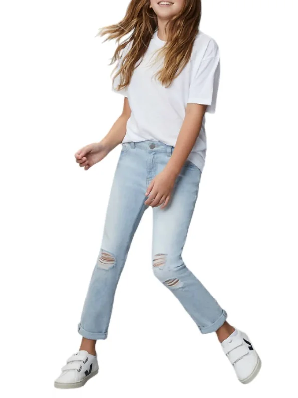 Kid's Ross Distressed Harper Boyfriend Jean Tween In Ultra-Light Wash