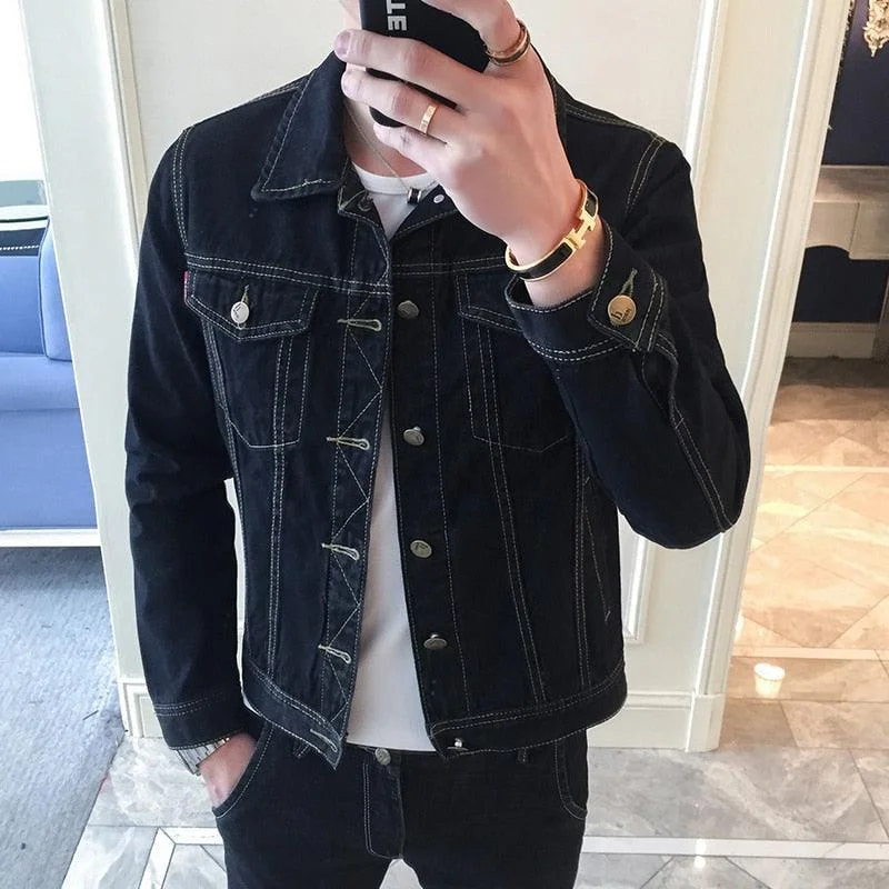 Lapel Denim Jacket Men