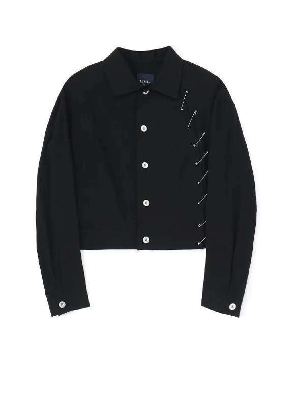 BLACK DENIM BLOUSON WITH PIN A