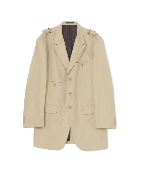 COTTON GABARDINE JACKET WITH SHOULDER BUCKLE PEAKED