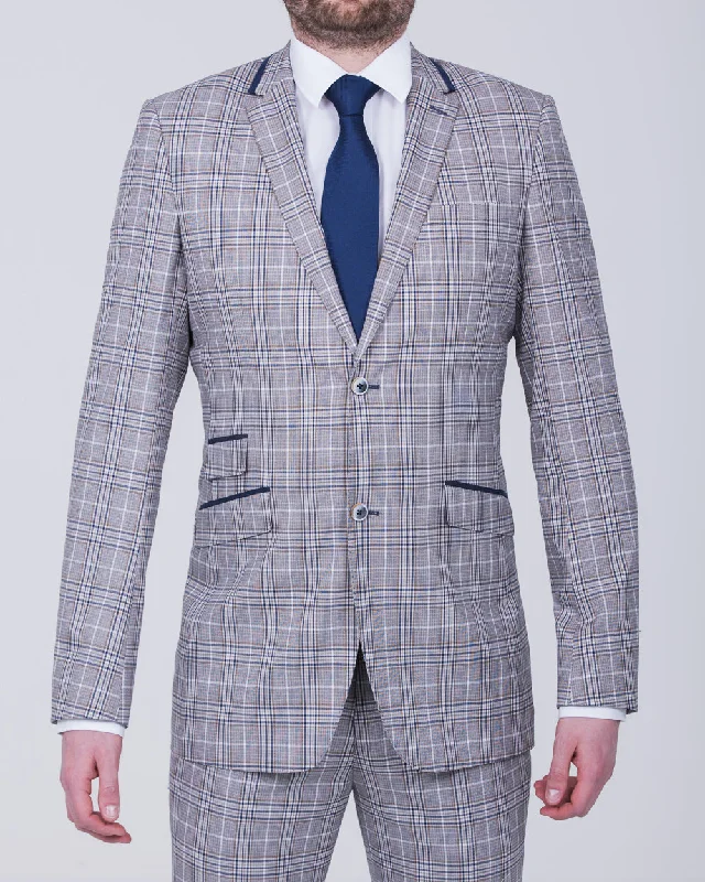 Skopes Whittington Slim Fit Tall Suit Jacket (stone/navy check)