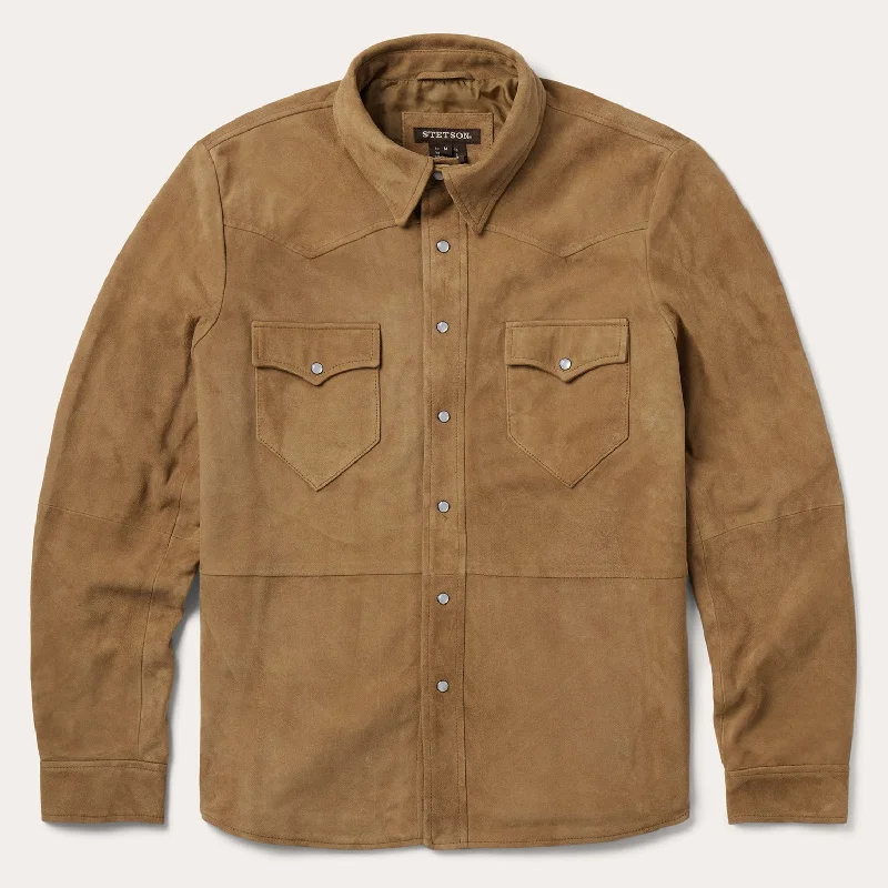 Suede Leather Shirt Jacket