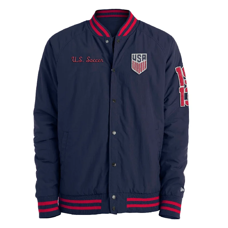 Men's New Era USMNT Front Snap Nylon Navy Jacket