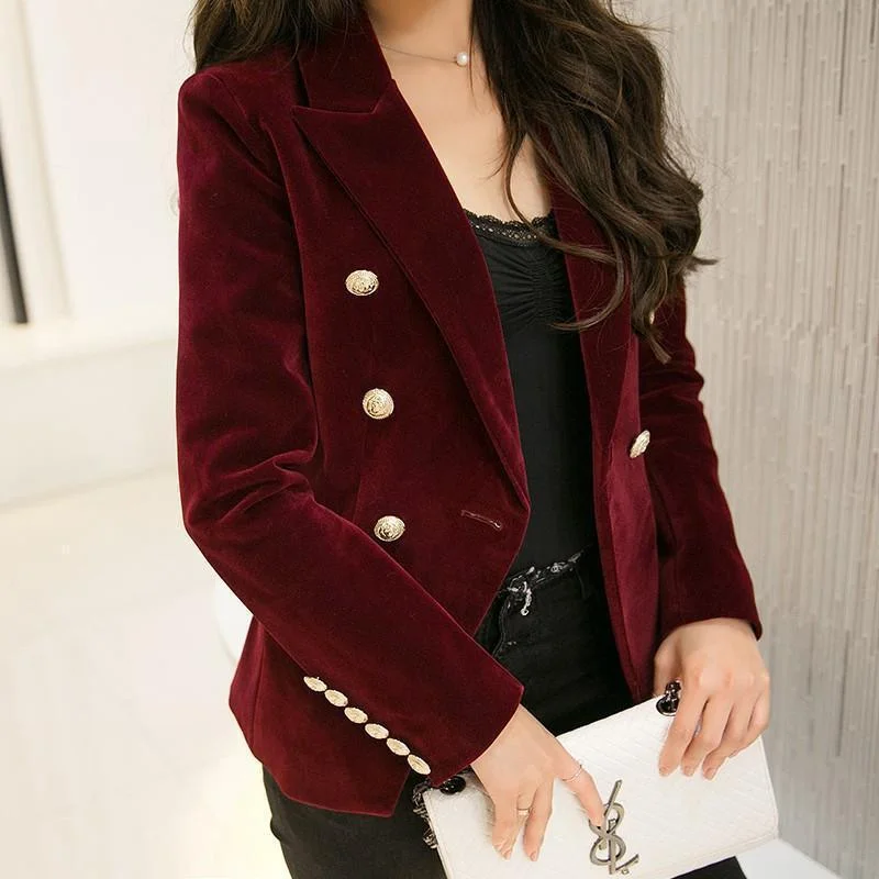 Douceur Velvet Blazer Women - Casual - Plain-Solid