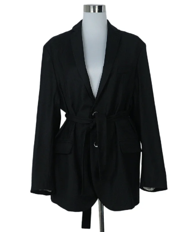 Alter Black Wool & Silk Blazer w/ Belt