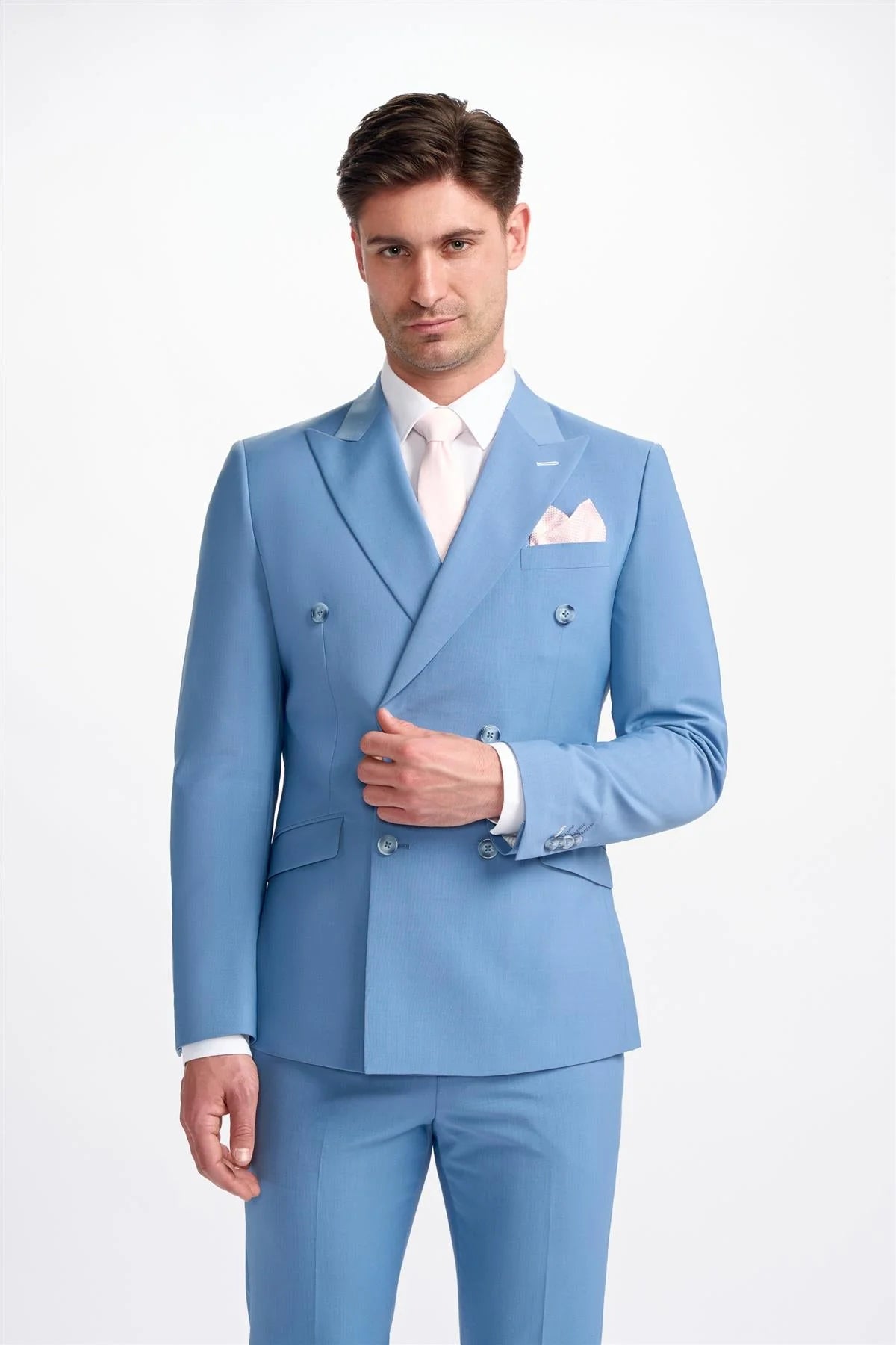 Bond - Men's Sky Blue Double Breasted Blazer