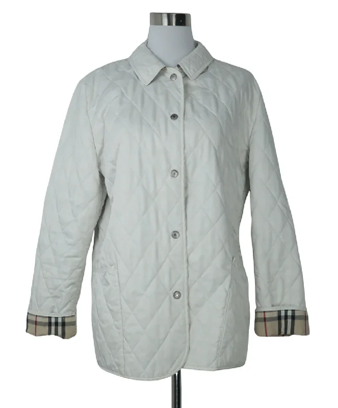 Burberry Ivory Quilted Jacket sz 12