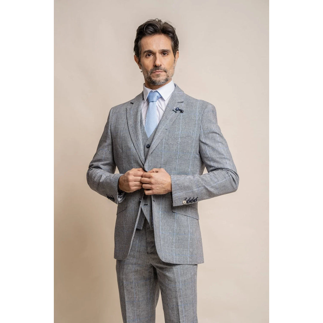 Arriga - Men's Grey Blue Check Blazer