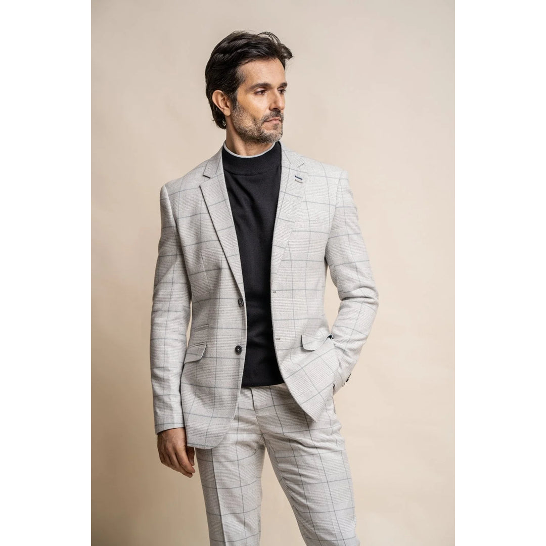 Radika - Men's Light Grey Check Blazer