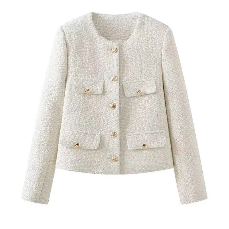 Chic Multipocket Women's Tweed Jacket