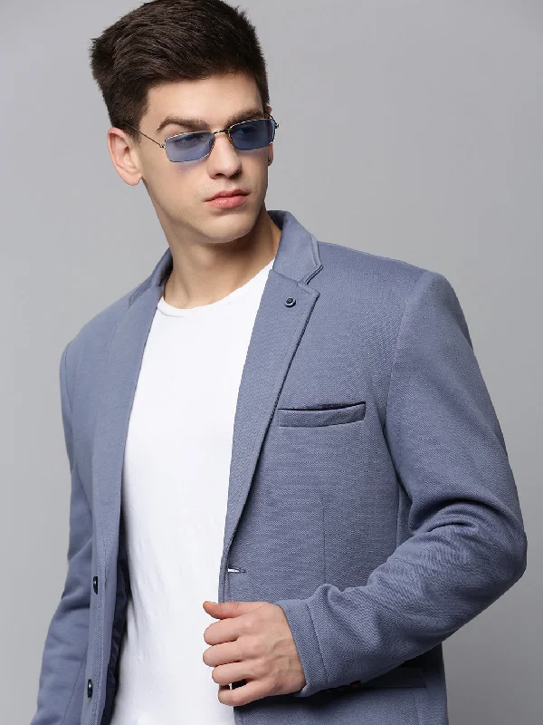 Men Grey Solid Blazer