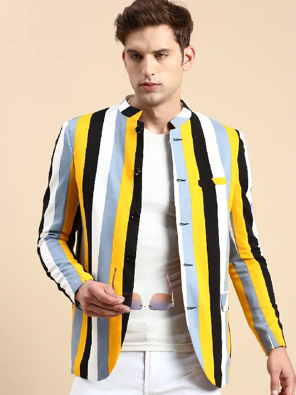 Men Multi Striped Party Blazer