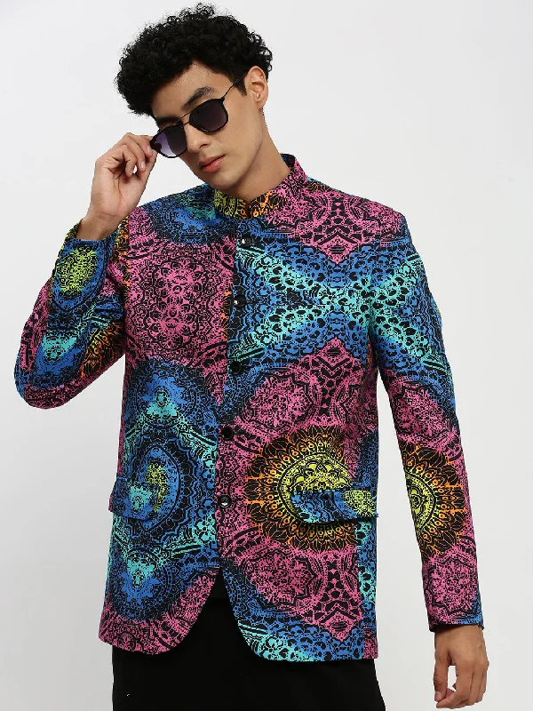 Men Pink Printed Blazer